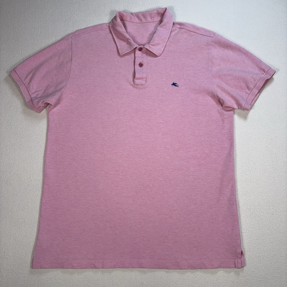 Etro Polo Shirt Mens M/L* Pink Cotton Embroidered Logo Flip-Collar Made in Italy